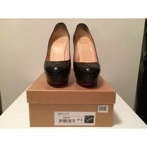 Christian Louboutin Bianca 140 Black Kid Leather Platform Pumps 37.5 Red Bottoms